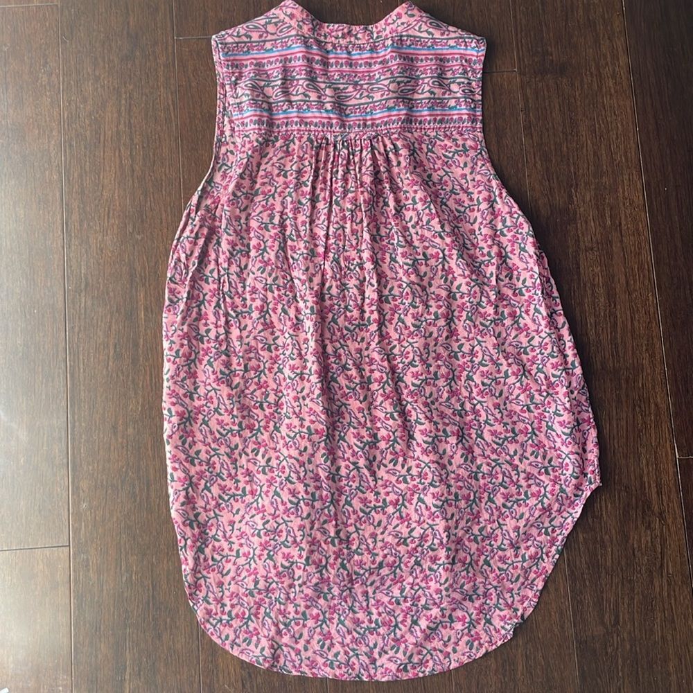 Anthropologie Maeve Petunia Pintuck Tank Floral Blouse Pink Sleeveless Size XS - Picture 5 of 5